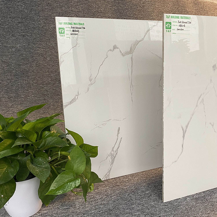 Di marmo bianco lustrato piastrella la porcellana di pavimentazione ceramica piastrella 600X600 per il pavimento e la parete