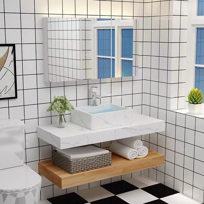Modello europeo Wood Color del bagno di vanità del Governo fissato al muro impermeabile dello specchio