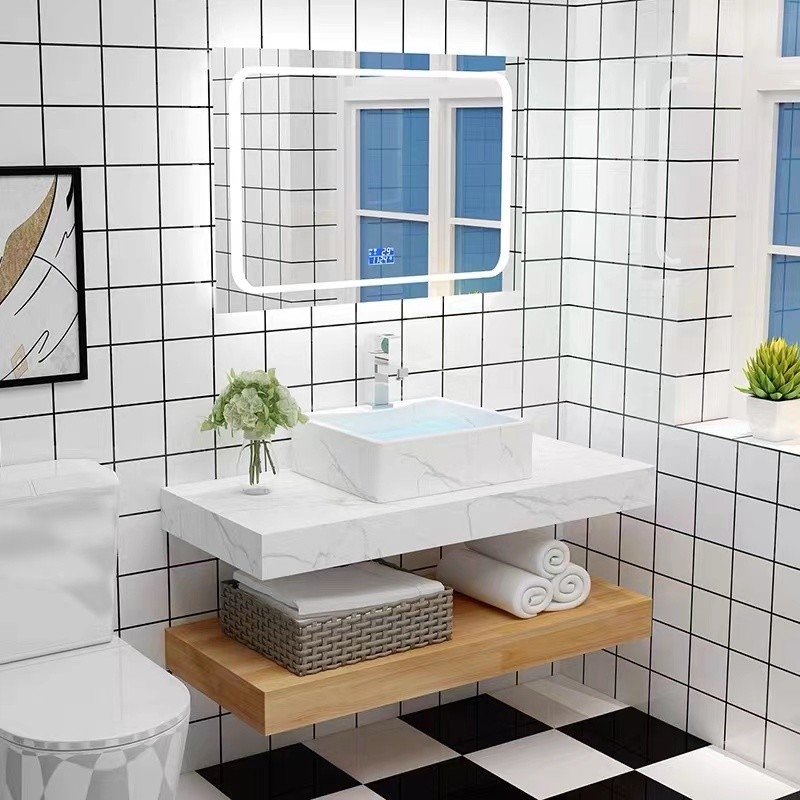 Modello europeo Wood Color del bagno di vanità del Governo fissato al muro impermeabile dello specchio