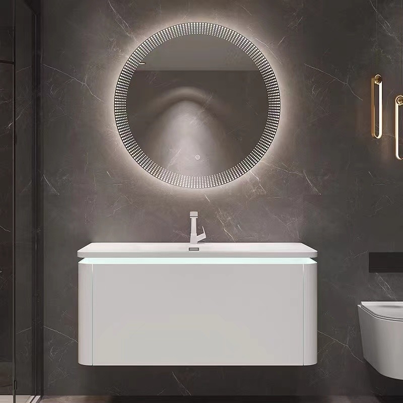 Tipo di attaccatura di parete del lavandino del bagno dell'albergo di lusso singolo di vanità del Governo moderno dello specchio