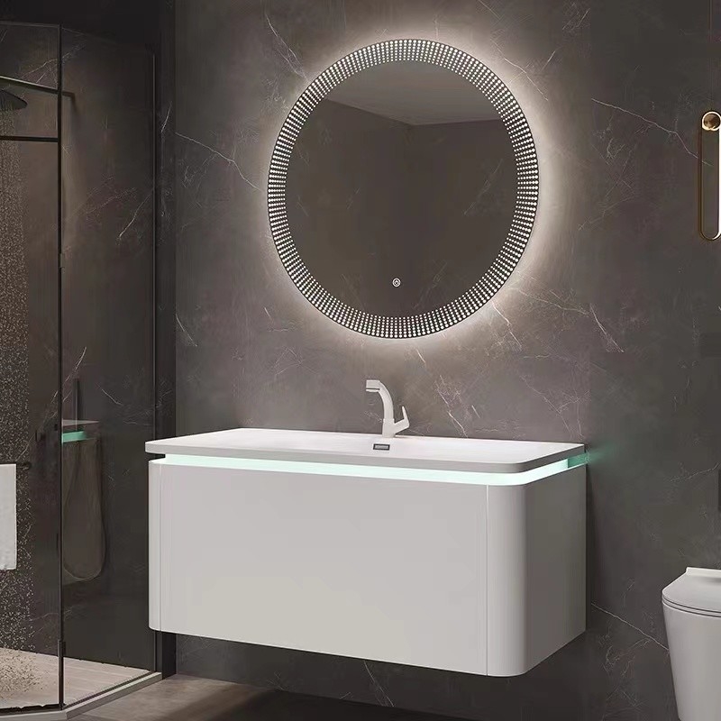 Tipo di attaccatura di parete del lavandino del bagno dell'albergo di lusso singolo di vanità del Governo moderno dello specchio