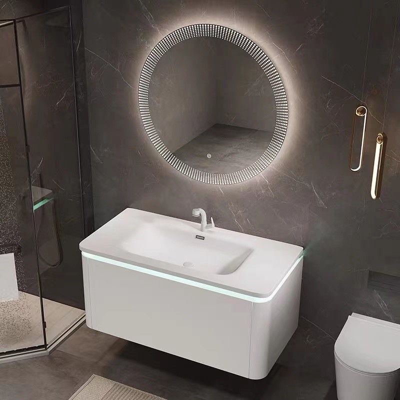 Tipo di attaccatura di parete del lavandino del bagno dell'albergo di lusso singolo di vanità del Governo moderno dello specchio