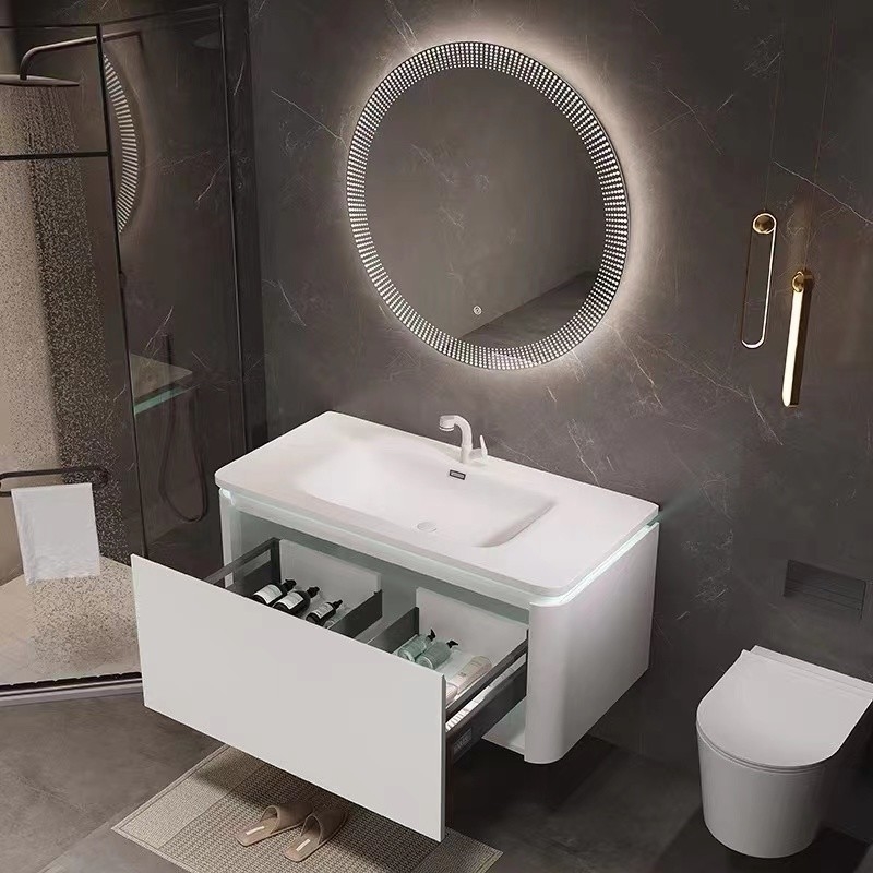Tipo di attaccatura di parete del lavandino del bagno dell'albergo di lusso singolo di vanità del Governo moderno dello specchio