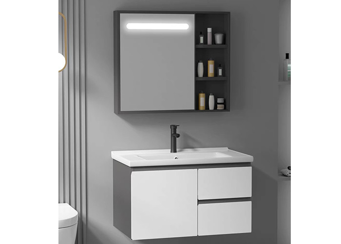 Insieme moderno di galleggiamento di lusso di vanità di Matte White Wall Mounted Bathroom del Governo dello specchio del fornitore di vanità del bagno