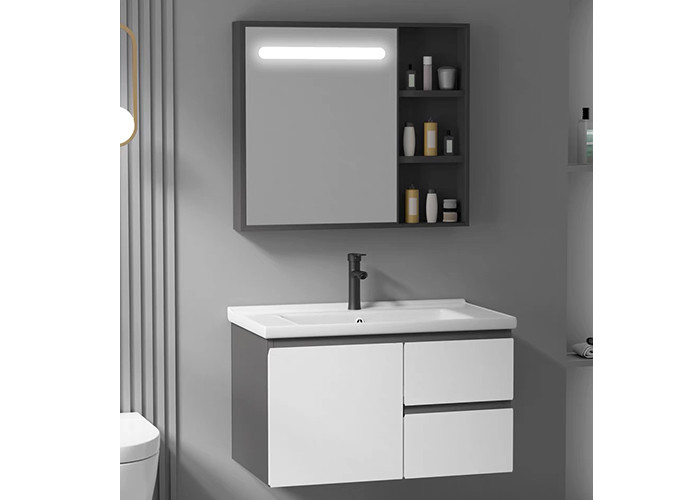 Insieme moderno di galleggiamento di lusso di vanità di Matte White Wall Mounted Bathroom del Governo dello specchio del fornitore di vanità del bagno