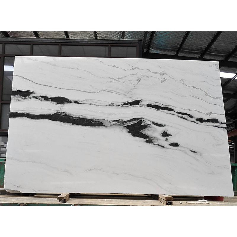Il nero venato la lastra naturale di marmo bianca della pietra del marmo di Panda White Wall Flooring Stairs