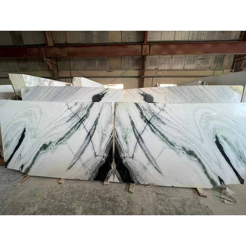 Il nero venato la lastra naturale di marmo bianca della pietra del marmo di Panda White Wall Flooring Stairs