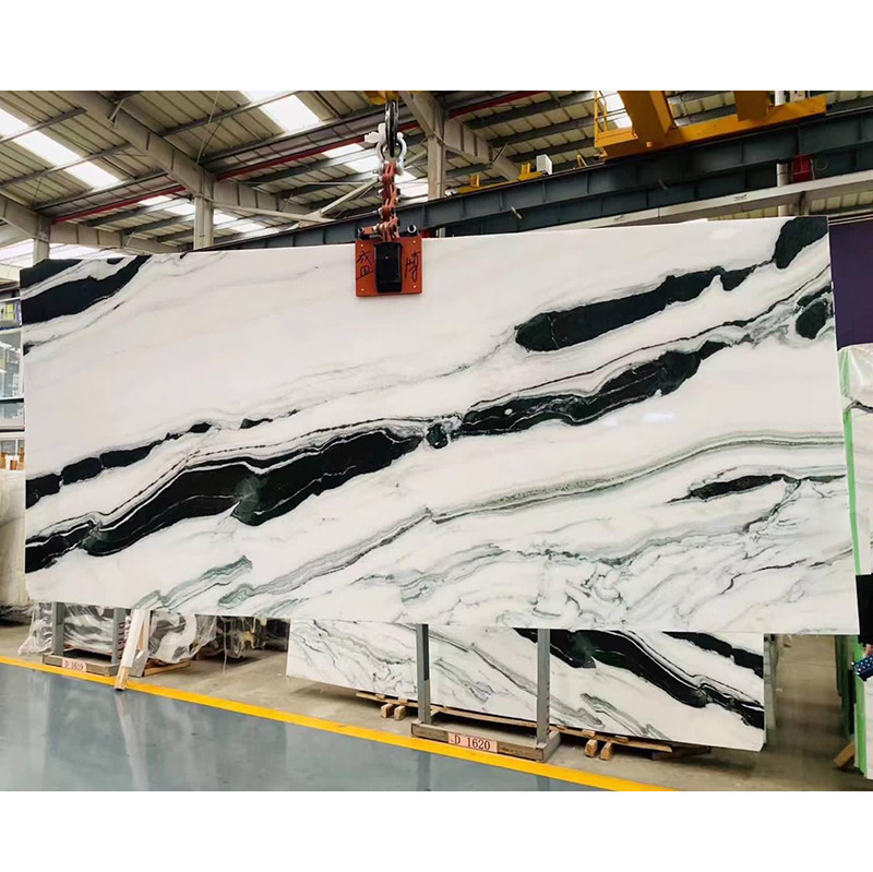 Il nero venato la lastra naturale di marmo bianca della pietra del marmo di Panda White Wall Flooring Stairs