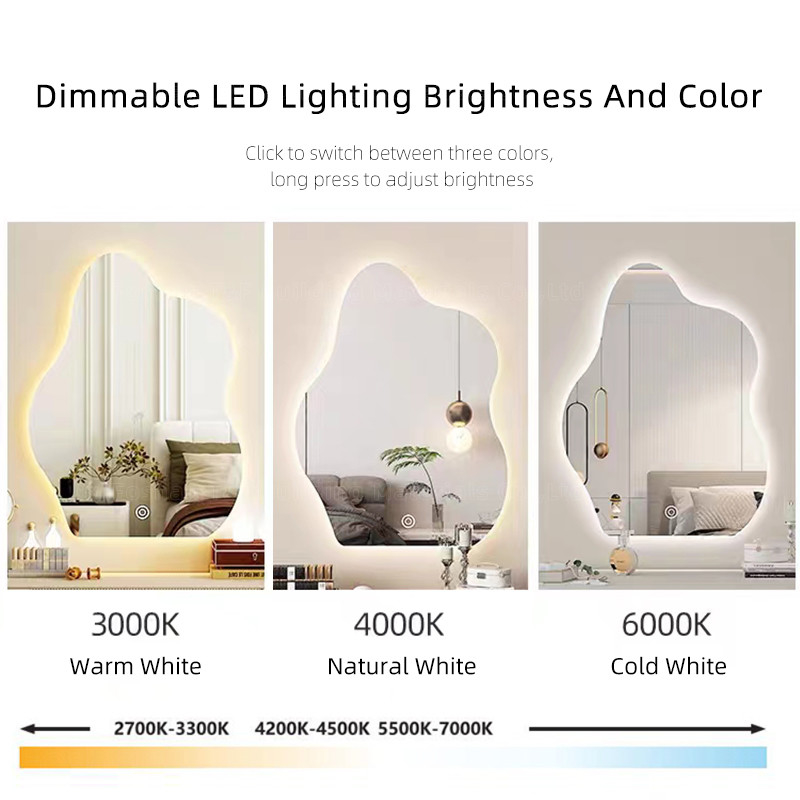 Lo specchio a forma di Smart della decorazione di attaccatura di parete della nuvola irregolare ha condotto lo specchio della parete per il bagno