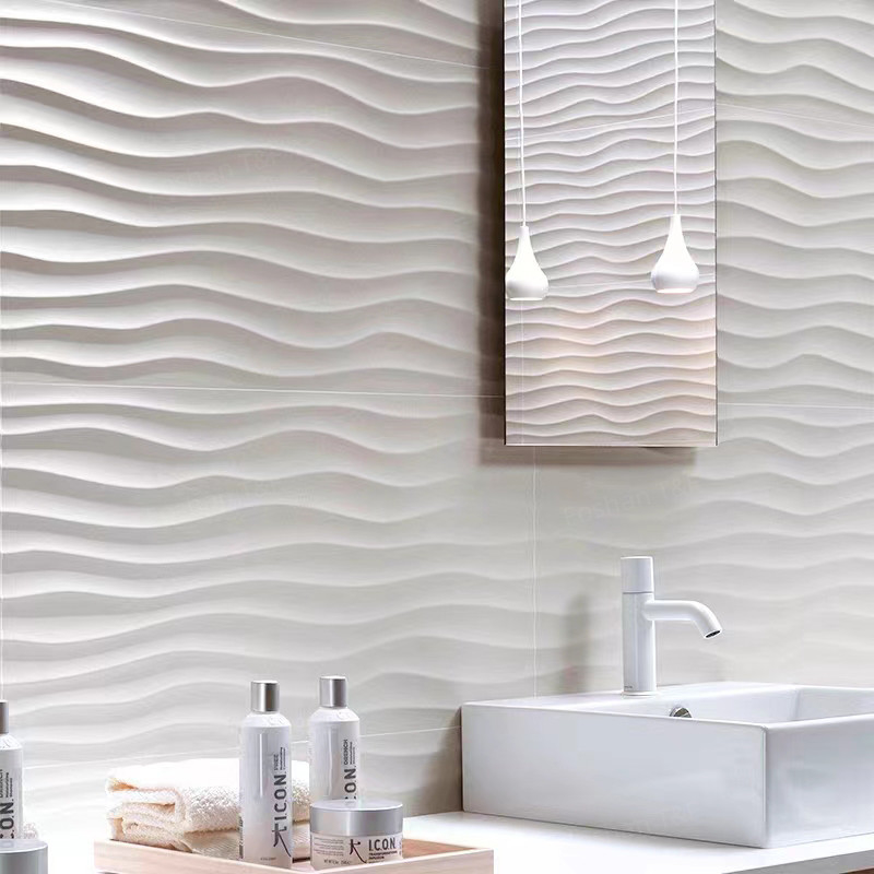 La porcellana del balcone della toilette del bagno del terrazzo della villa piastrella il modello di onda Matte Glazed Suface Full Body di 300x600mm