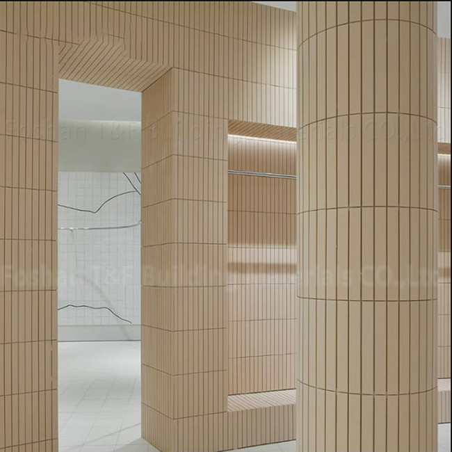Mosaico Giallo chiaro Negozio di abbigliamento Marmo Pietra Piastrella Lunga Striscia Commerciale Sfondo Pareti Piastrelle