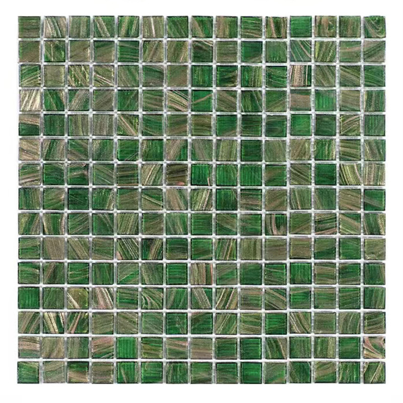 Piastrelle di vetro verde in stile retrò classico con linea d'oro Bagno Bagno Sfondo Piastrelle da parete