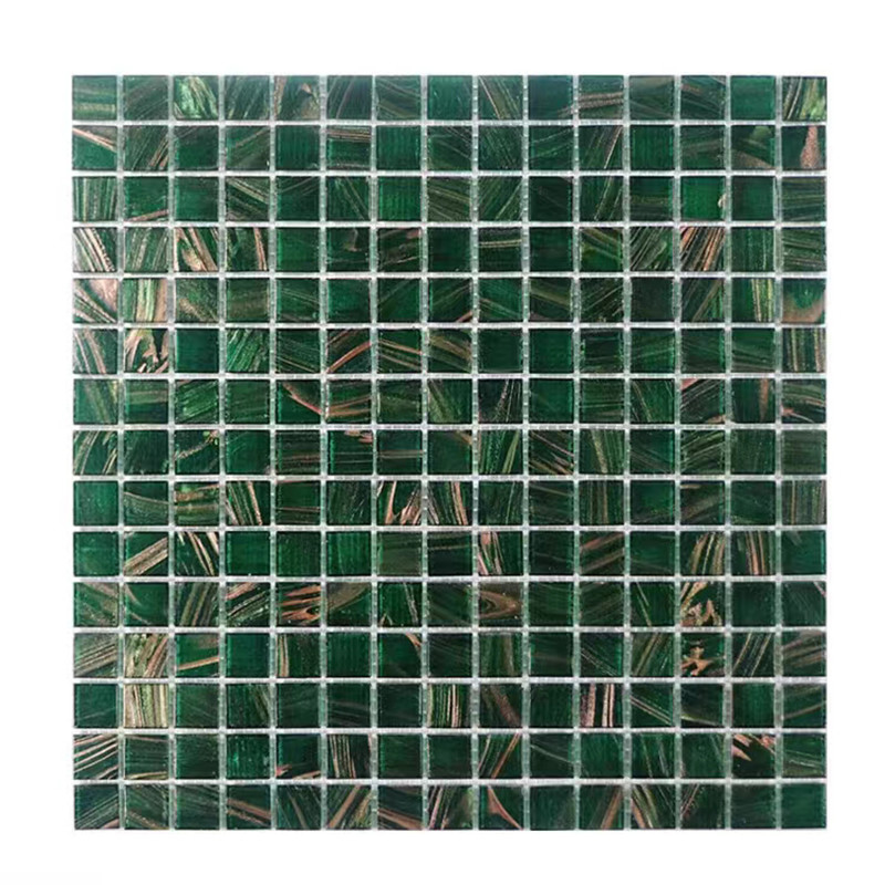 Piastrelle di vetro verde in stile retrò classico con linea d'oro Bagno Bagno Sfondo Piastrelle da parete