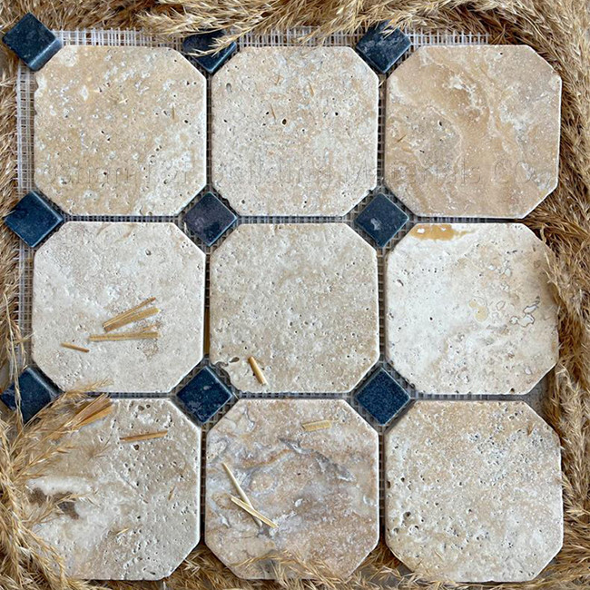 300X300mm Piastrelle antiscivolo Pietra naturale di grotta Mosaico Clem Stone Hotel Do Old Octagon