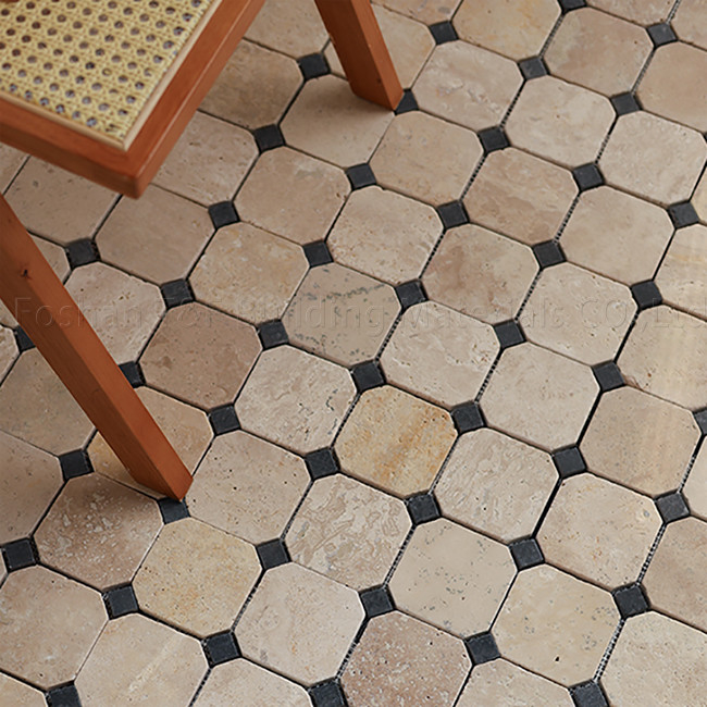 300X300mm Piastrelle antiscivolo Pietra naturale di grotta Mosaico Clem Stone Hotel Do Old Octagon