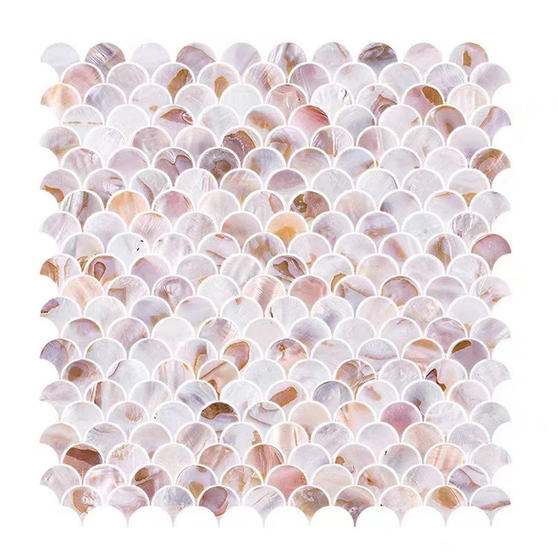 Il fan modella le mattonelle madreperlacee naturali della parete di Shell White Pattern Mosaic Tile Backsplash