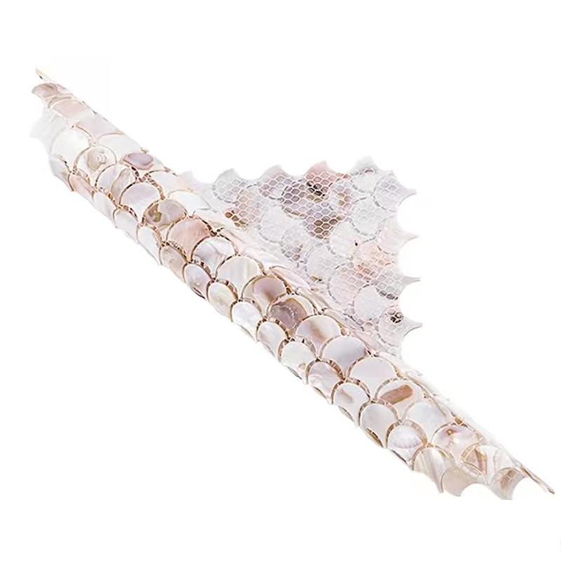 Il fan modella le mattonelle madreperlacee naturali della parete di Shell White Pattern Mosaic Tile Backsplash
