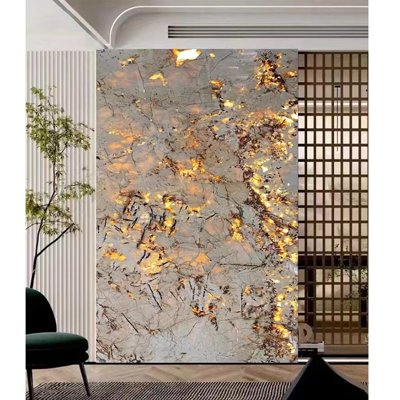 Controsoffitto di pietra della cucina della decorazione della parete del salone della villa dell'hotel della lastra della quarzite naturale di lusso
