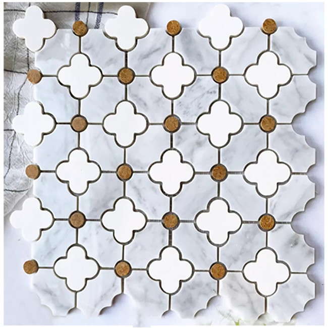 Modello di fiori a getto d'acqua Pietra di marmo mosaico Piastrelle da bagno per la decorazione domestica
