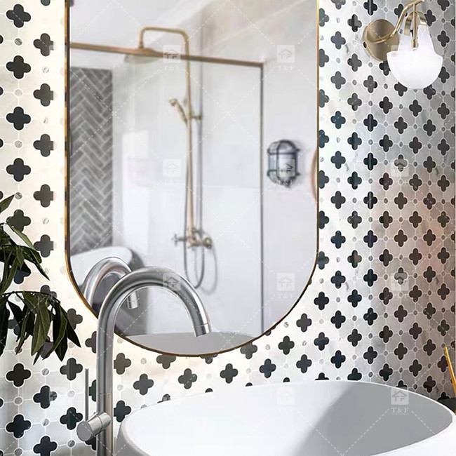 Modello di fiori a getto d'acqua Pietra di marmo mosaico Piastrelle da bagno per la decorazione domestica