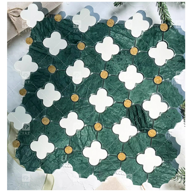 Modello di fiori a getto d'acqua Pietra di marmo mosaico Piastrelle da bagno per la decorazione domestica