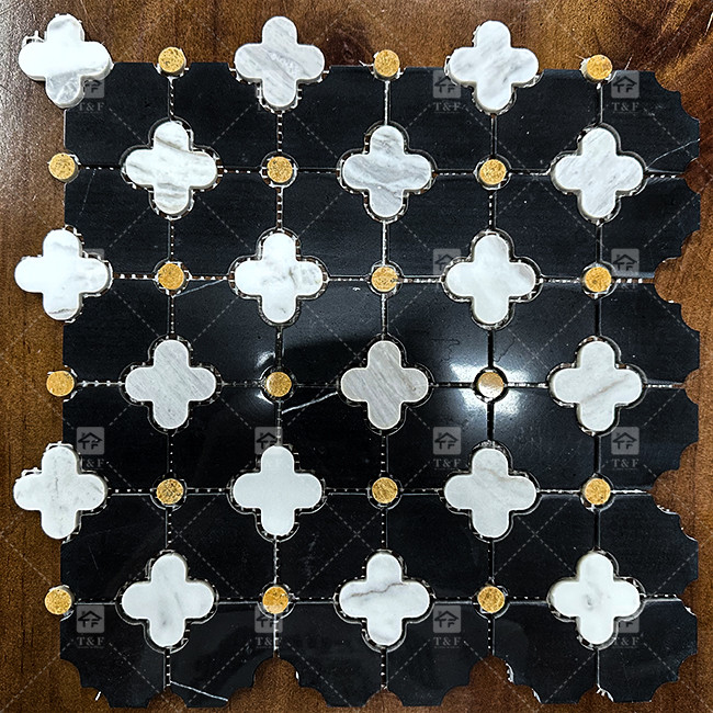 Modello di fiori a getto d'acqua Pietra di marmo mosaico Piastrelle da bagno per la decorazione domestica