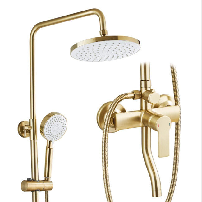 Nordic Light Luxury Shower Set Home Rubinetto di ottone spazzolato oro caldo e freddo ugello a pressione