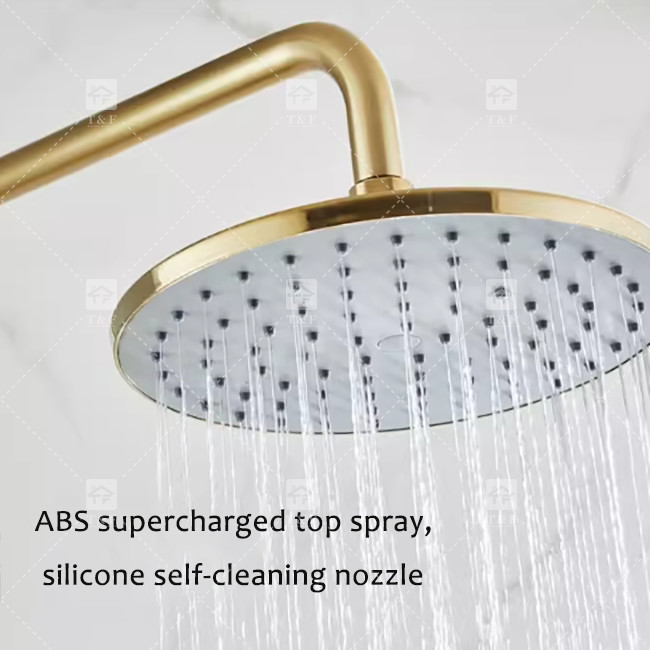 Nordic Light Luxury Shower Set Home Rubinetto di ottone spazzolato oro caldo e freddo ugello a pressione