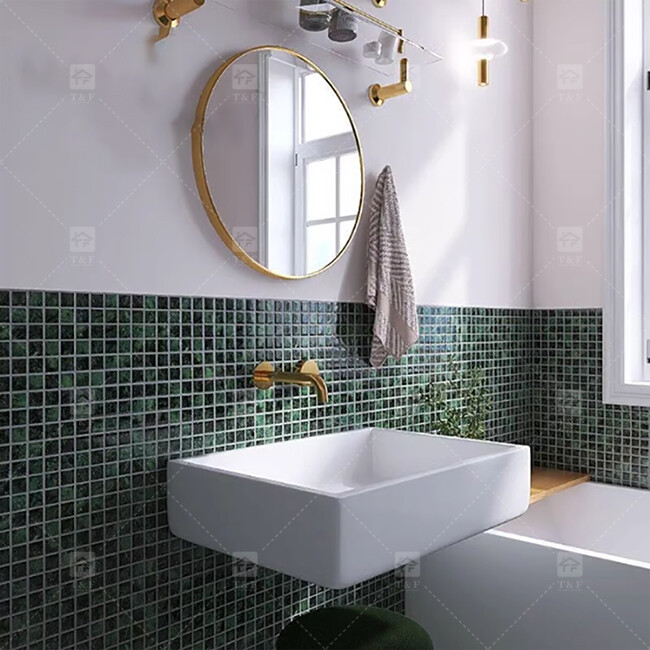 Piastrelle di marmo di colore verde per pavimento e parete del bagno