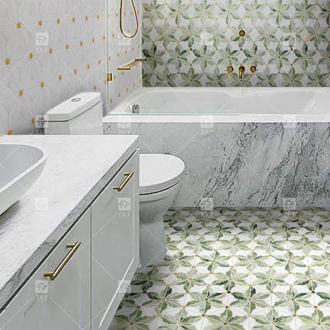 Pietra naturale marmo mosaico pavimento parete piastrelle modello di fiori per il bagno mosaico piastrelle