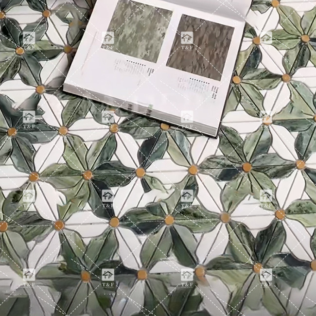 Pietra naturale marmo mosaico pavimento parete piastrelle modello di fiori per il bagno mosaico piastrelle