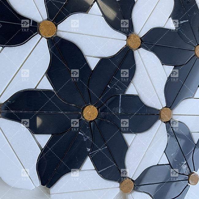 Pietra naturale marmo mosaico pavimento parete piastrelle modello di fiori per il bagno mosaico piastrelle