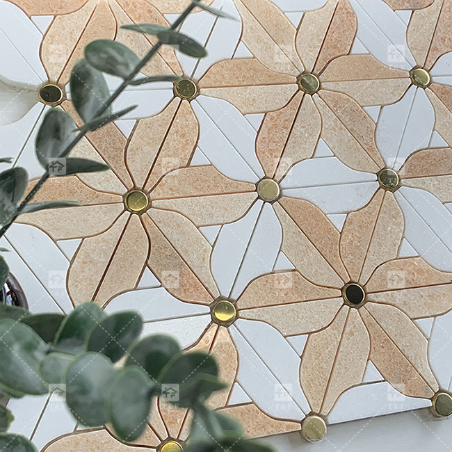 Pietra naturale marmo mosaico pavimento parete piastrelle modello di fiori per il bagno mosaico piastrelle