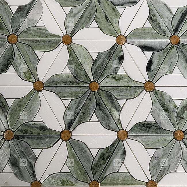 Pietra naturale marmo mosaico pavimento parete piastrelle modello di fiori per il bagno mosaico piastrelle
