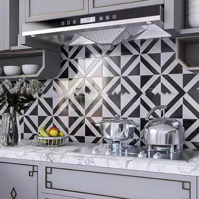 Pietra di marmo bianco e nero mosaico piastrella per la cucina a parete resistente agli spruzzi