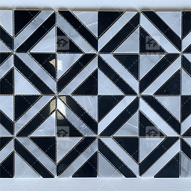 Pietra di marmo bianco e nero mosaico piastrella per la cucina a parete resistente agli spruzzi