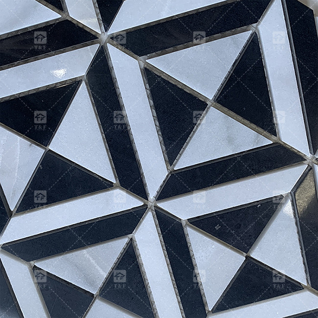 Pietra di marmo bianco e nero mosaico piastrella per la cucina a parete resistente agli spruzzi