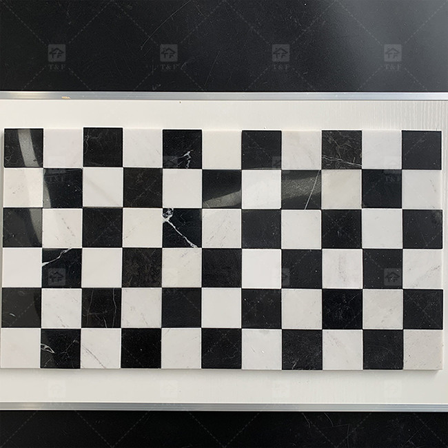 Pietra di marmo bianco e nero mosaico piastrella 8mm Decorazione muraria