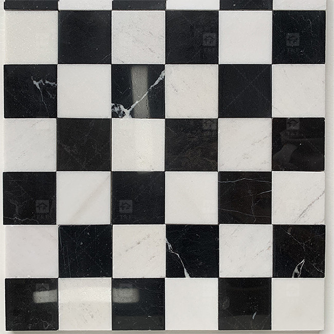 Pietra di marmo bianco e nero mosaico piastrella 8mm Decorazione muraria