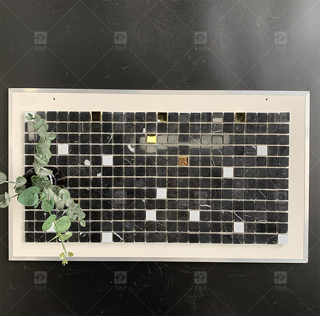Pietra di marmo bianco e nero mosaico piastrella 8mm Decorazione muraria
