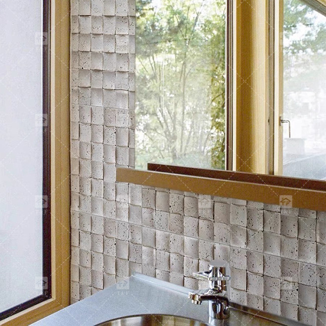 Marmo naturale Beige Travertino Mosaico Pavimento Parete Piastrella Concavo Sfondo Parete Cultura Piastrella