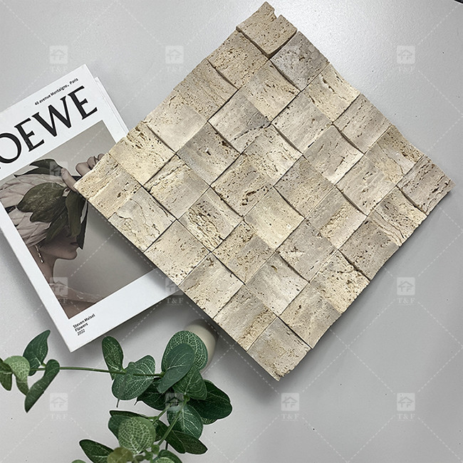 Marmo naturale Beige Travertino Mosaico Pavimento Parete Piastrella Concavo Sfondo Parete Cultura Piastrella