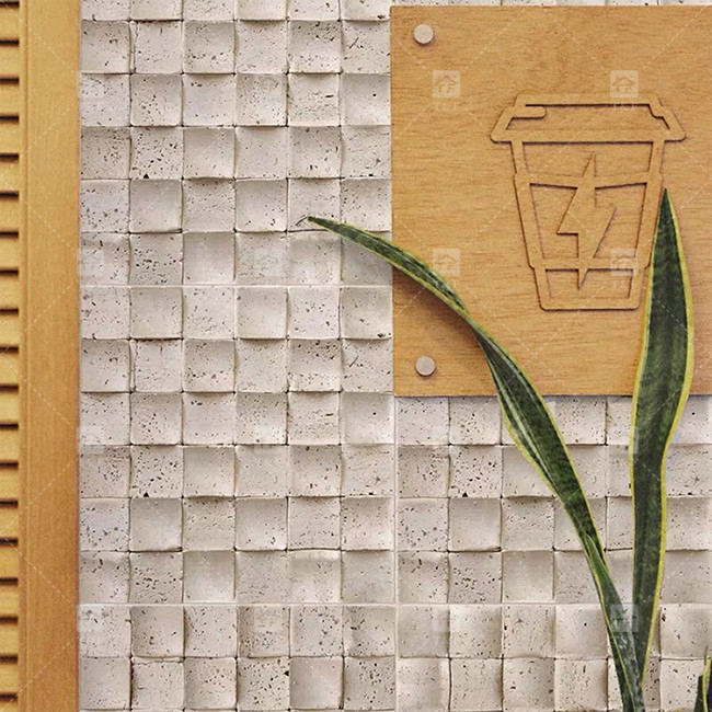 Marmo naturale Beige Travertino Mosaico Pavimento Parete Piastrella Concavo Sfondo Parete Cultura Piastrella
