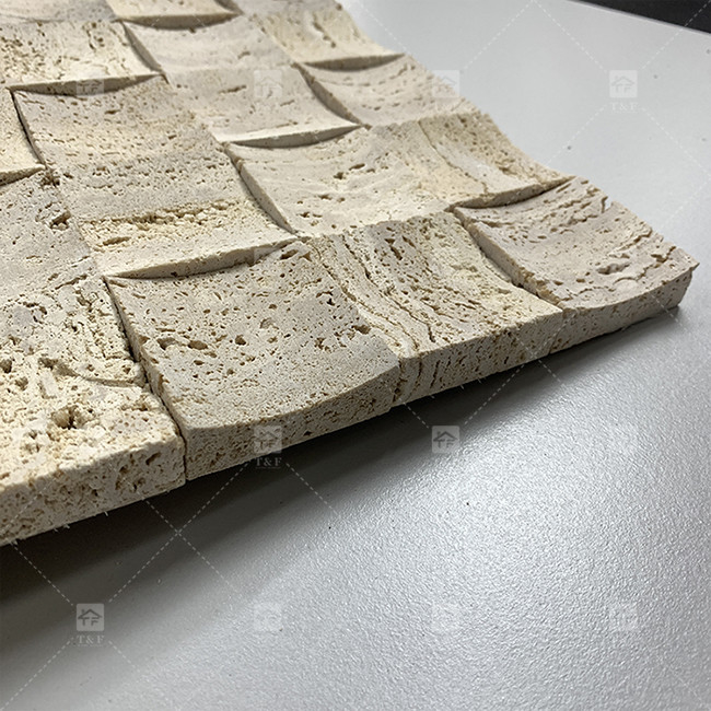 Marmo naturale Beige Travertino Mosaico Pavimento Parete Piastrella Concavo Sfondo Parete Cultura Piastrella