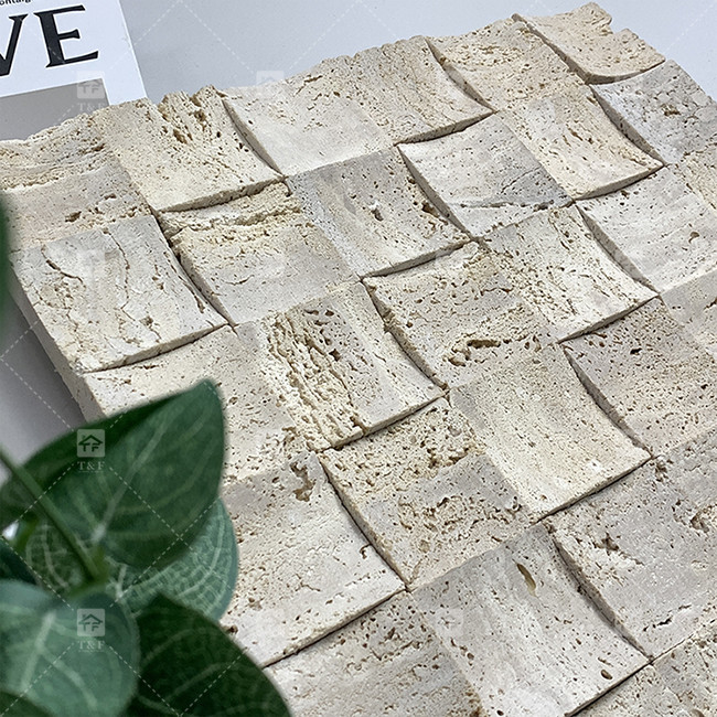 Marmo naturale Beige Travertino Mosaico Pavimento Parete Piastrella Concavo Sfondo Parete Cultura Piastrella
