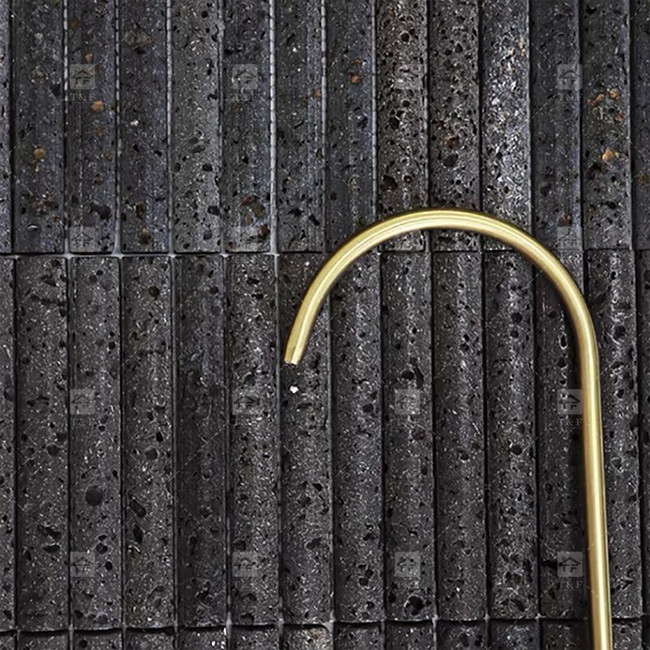 Colore nero Curva Pietra calcarea mosaica Decorazione piastrelle bagno Piastrella backsplash