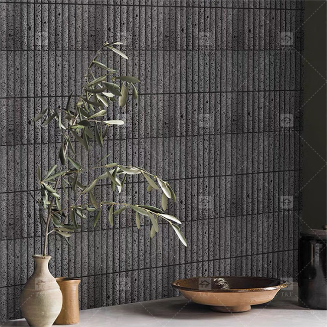 Colore nero Curva Pietra calcarea mosaica Decorazione piastrelle bagno Piastrella backsplash