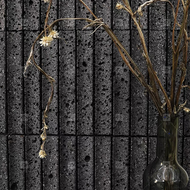 Colore nero Curva Pietra calcarea mosaica Decorazione piastrelle bagno Piastrella backsplash