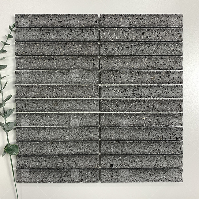 Colore nero Curva Pietra calcarea mosaica Decorazione piastrelle bagno Piastrella backsplash