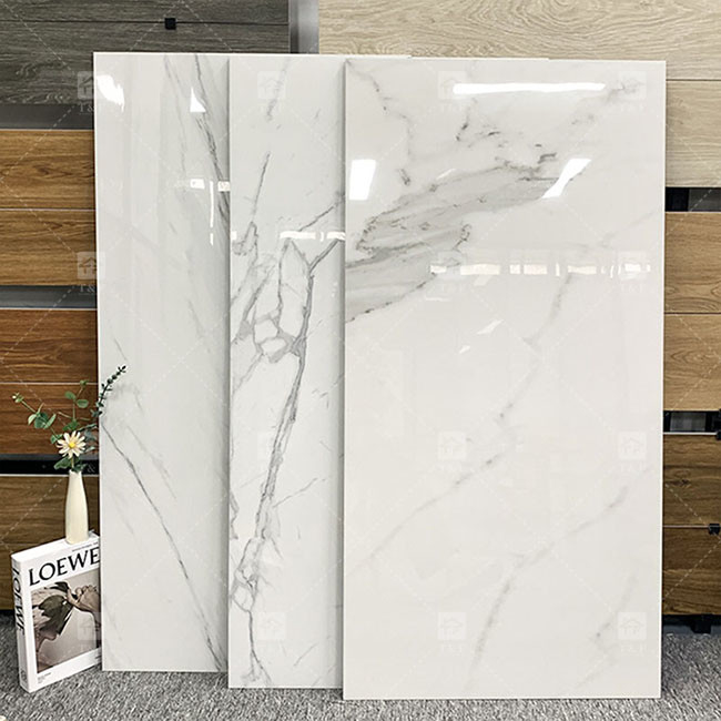 600x1200mm Carrara bianco lucido alto lucido vetrato piastrelle per pavimento marmo porcellana piastrelle